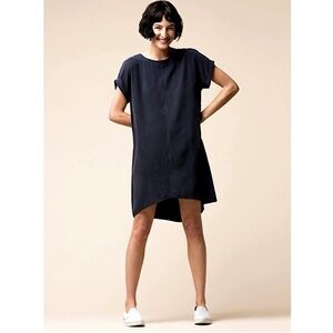 Everlane The Silk Short Sleeve Tunic Mini Dress in Black